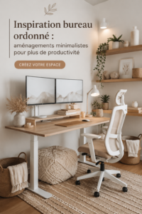 Bureau minimaliste élégant avec des meubles en bois clair et une décoration épurée