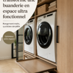 Aménagement d'une buanderie fonctionnelle selon les solutions IKEA, offrant une ambiance chaleureuse.