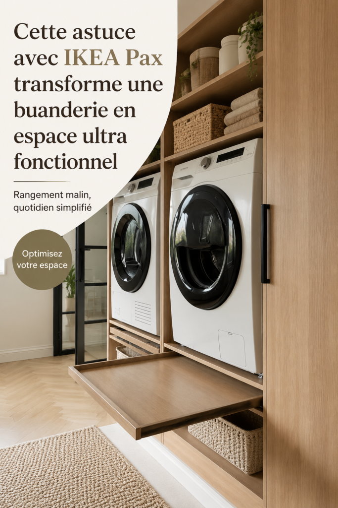 Aménagement d'une buanderie fonctionnelle selon les solutions IKEA, offrant une ambiance chaleureuse.