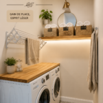 Buanderie moderne avec un séchoir pliable bien intégré