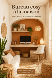 Un bureau cosy dans un petit espace avec une décoration chaleureuse