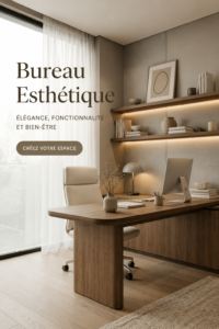 Un bureau esthétique minimaliste avec des couleurs douces et des accessoires modernes.
