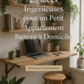 Un bureau fonctionnel et stylé dans un petit appartement, avec des rangements optimisés.