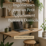 Un bureau fonctionnel et stylé dans un petit appartement, avec des rangements optimisés.
