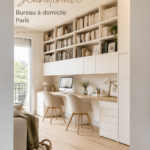 Un bureau scandinave élégant et lumineux, avec des éléments en bois clair et des touches de décor pastel.