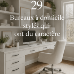 Bureau à domicile stylé avec des éléments modernes et chaleureux