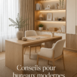 Bureau moderne bien aménagé avec des éléments décoratifs et fonctionnels