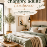 Chambre adulte décorée avec des tendances modernes et chaleureuses