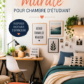 Décoration murale d'une chambre d'étudiant avec posters colorés et éléments DIY