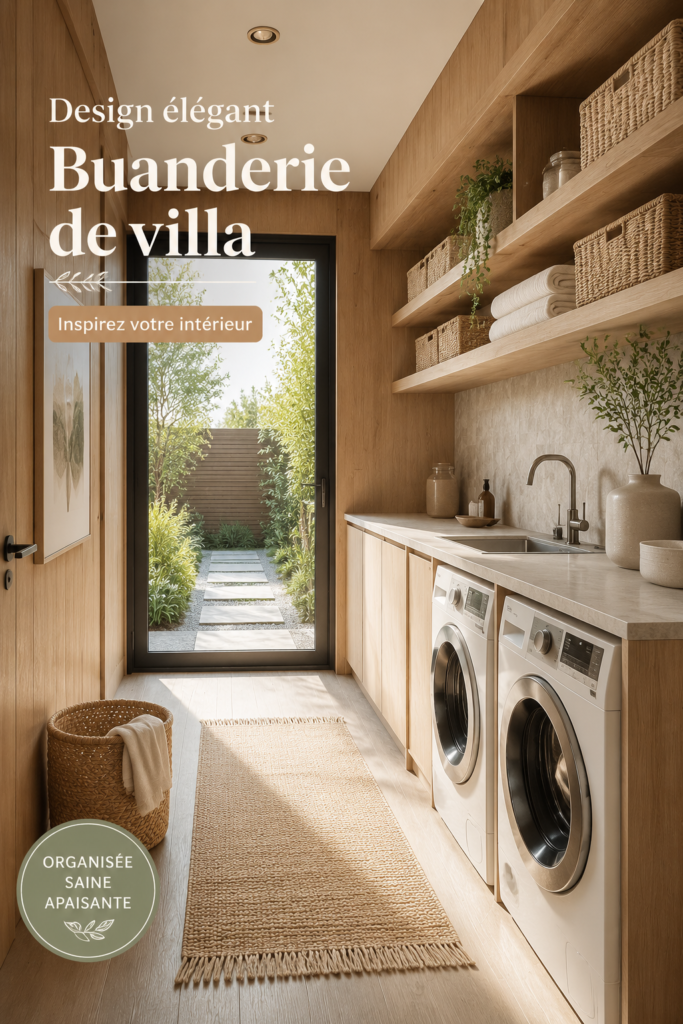 Buanderie élégante et organisée avec des rangements modernes