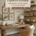 Un espace d'étude lumineux et bien organisé avec des plantes et des fournitures colorées.