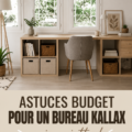 Aménagement d'un bureau élégant avec une bibliothèque Kallax et des accessoires pratiques.