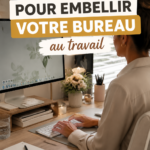 Bureau décoré avec des plantes vertes et des accessoires modernes