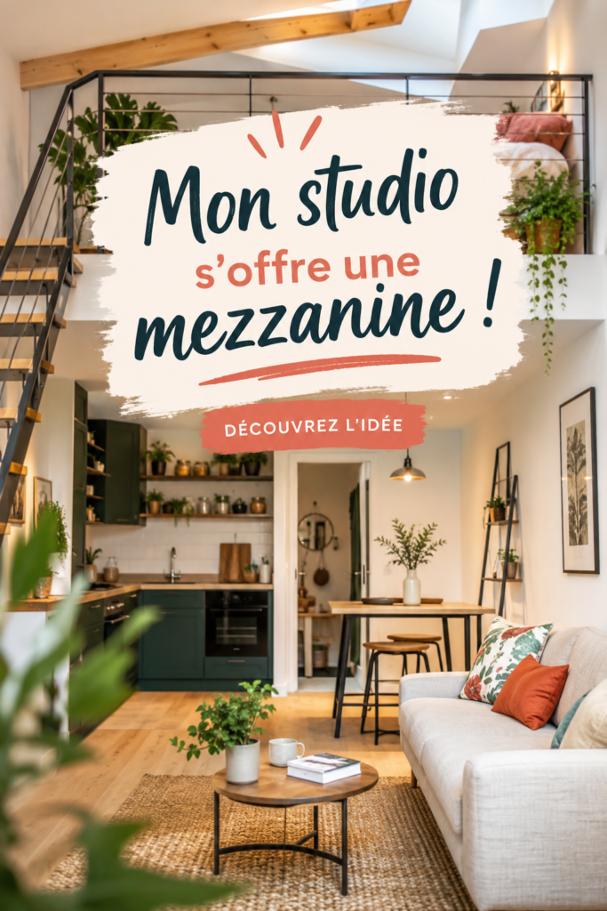 Mezzanine dans un studio moderne offrant un espace de vie chaleureux