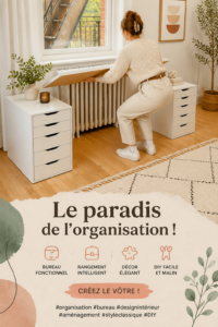Bureau moderne et organisé avec des produits Ikea, idéal pour travailler avec confort et style.