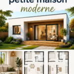 Un plan de petite maison moderne avec des lignes épurées et une façade contemporaine