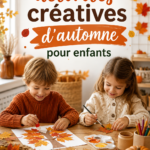 Une chambre d'enfant décorée avec des créations artistiques d'automne.