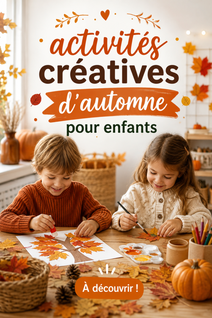 Une chambre d'enfant décorée avec des créations artistiques d'automne.