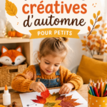 Activités créatives d'automne pour enfants, avec des feuilles et de la peinture.