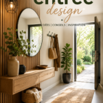Entrée design moderne avec meubles en bois et éléments décoratifs