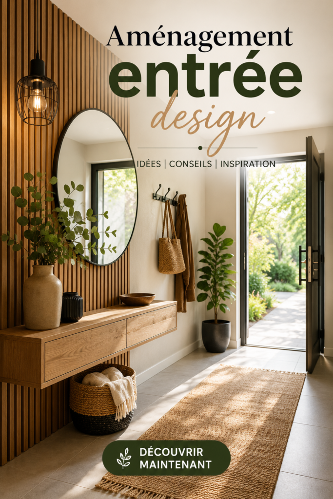 Entrée design moderne avec meubles en bois et éléments décoratifs