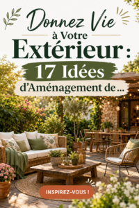Aménagement extérieur accueillant avec mobilier et plantes