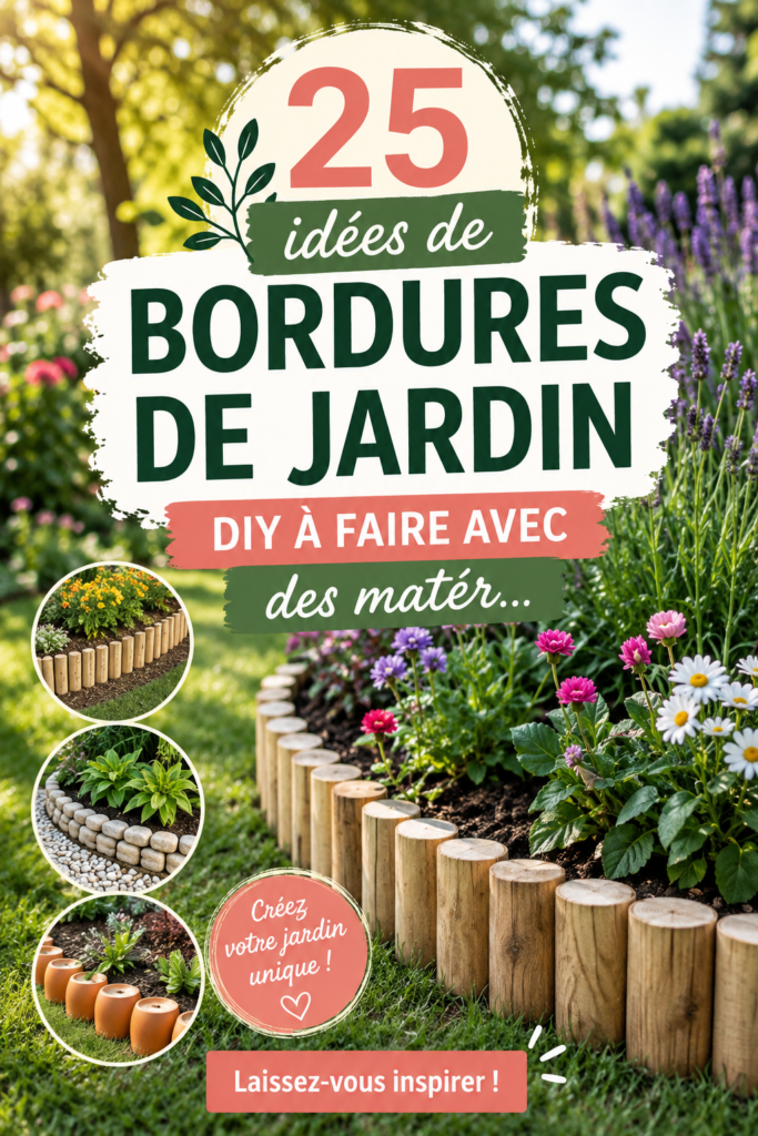 Exemples de bordures de jardin DIY créatives et élégantes.