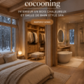 Une chambre alpine chaleureuse avec des éléments en bois et des textiles doux