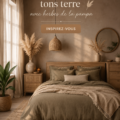 Chambre décorée avec des teintes terre et de l'herbe de la pampa