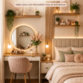 Chambre apaisante avec des éléments de décoration douce et romantique