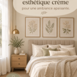 Chambre décorée en crème avec des touches apaisantes et élégantes