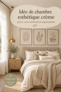 Chambre décorée en crème avec des touches apaisantes et élégantes