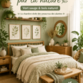 Chambre apaisante avec des murs en vert sauge et des meubles en bois