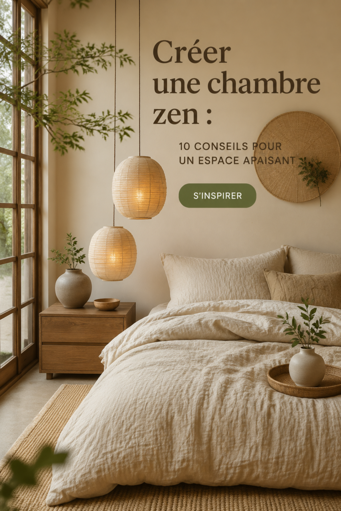 Chambre zen avec des couleurs douces et un éclairage apaisant