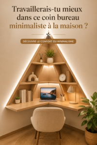 Un coin bureau minimaliste avec un bureau simple et des décorations épurées