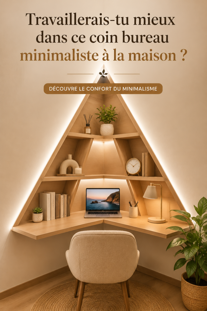 Un coin bureau minimaliste avec un bureau simple et des décorations épurées