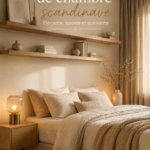 Chambre scandinave esthétique avec des tons neutres et un éclairage naturel