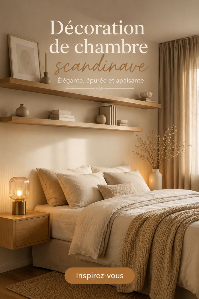 Chambre scandinave esthétique avec des tons neutres et un éclairage naturel