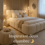 Chambre chaleureuse avec des touches personnelles et un éclairage doux, décorée avec style.