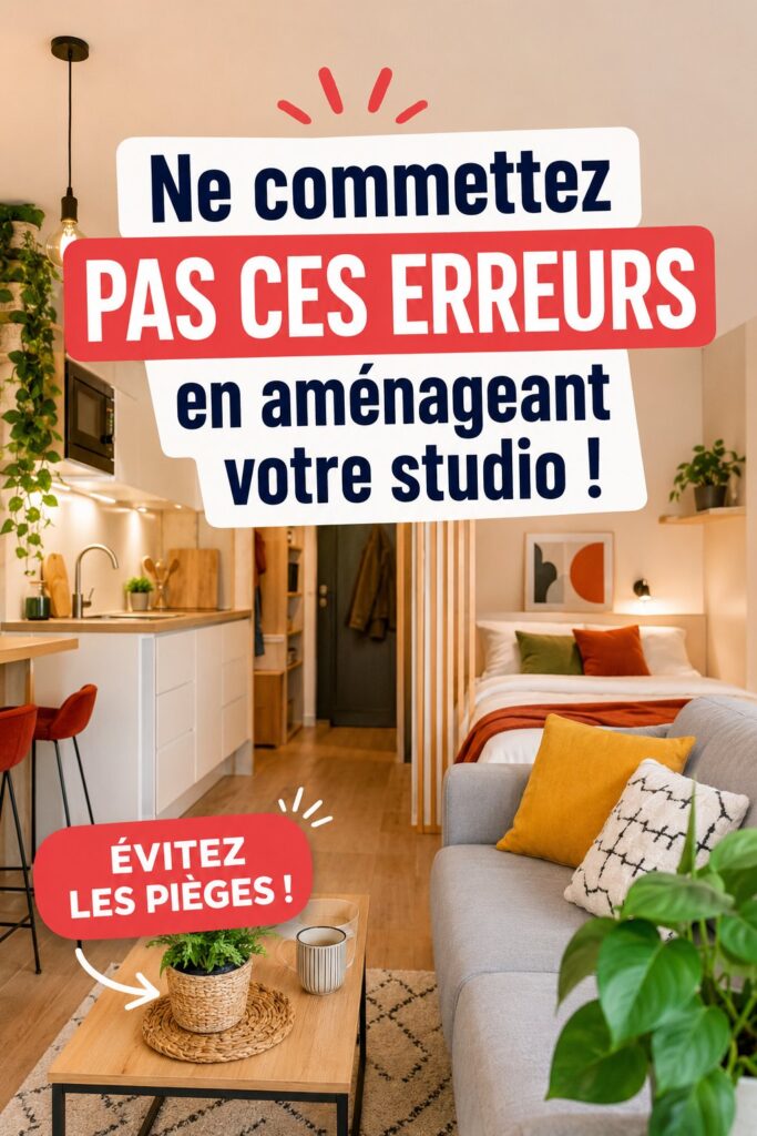 Aménagement d'un studio moderne et fonctionnel, mettant en avant des meubles adaptés et une décoration chaleureuse.