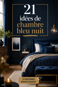 Chambre moderne avec décoration bleu nuit élégante