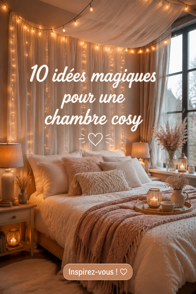 Chambre avec une décoration cosy et chaleureuse, incluant des textiles doux et des couleurs apaisantes.