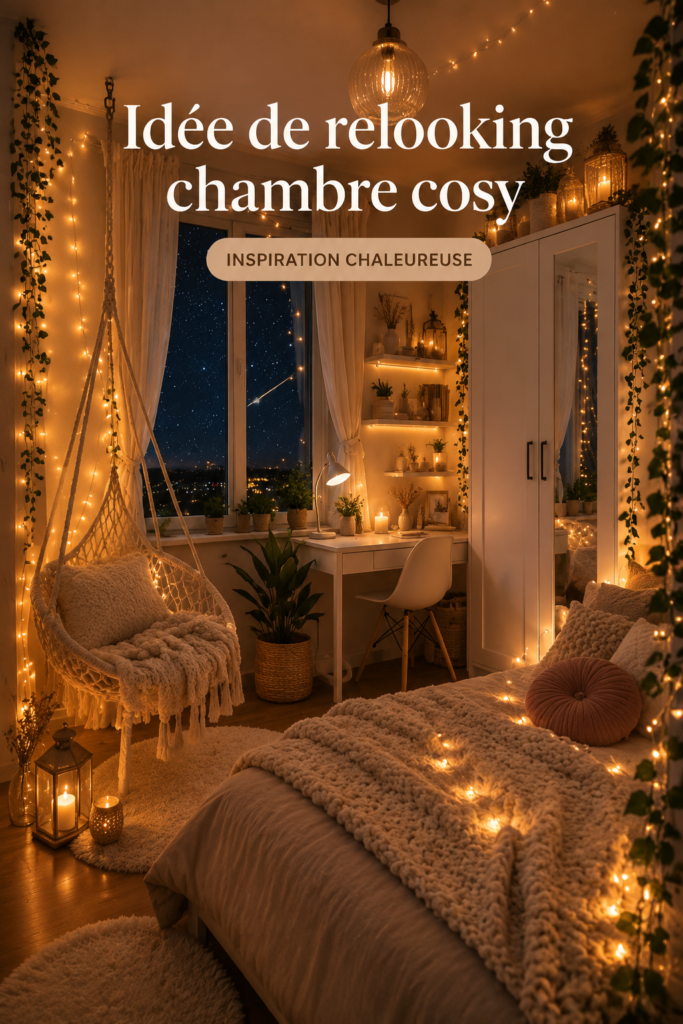 Chambre chaleureuse et accueillante avec des tons doux et des textiles confortables.