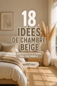 Chambre beige moderne et fonctionnelle avec lit et décor apaisant.