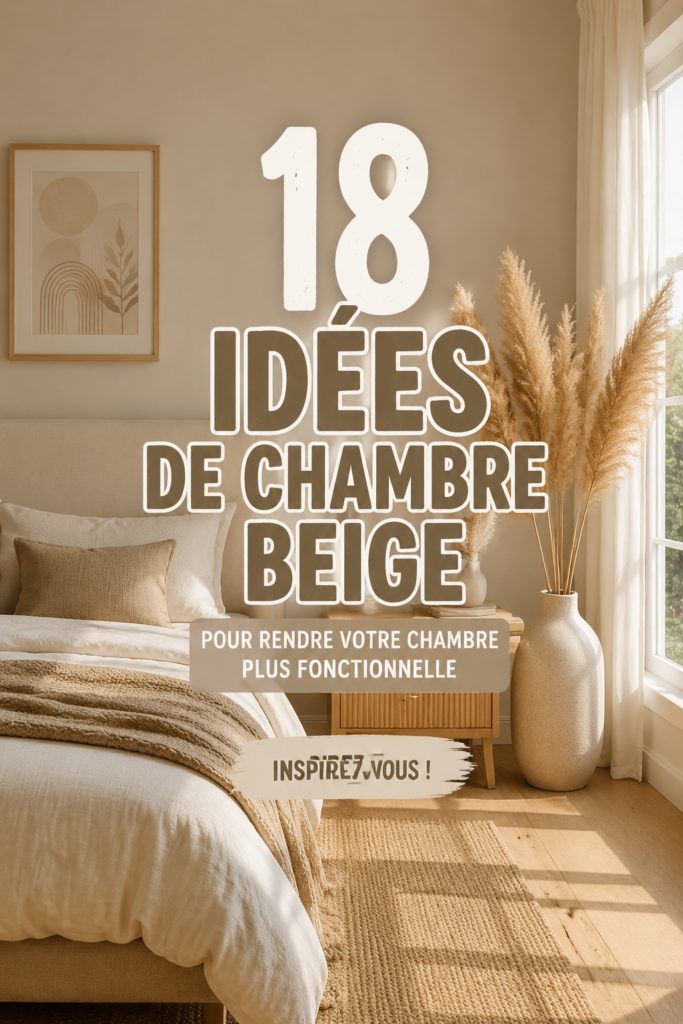 Chambre beige moderne et fonctionnelle avec lit et décor apaisant.