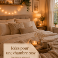 Chambre cosy avec des textures douces et des couleurs apaisantes