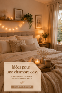 Chambre cosy avec des textures douces et des couleurs apaisantes