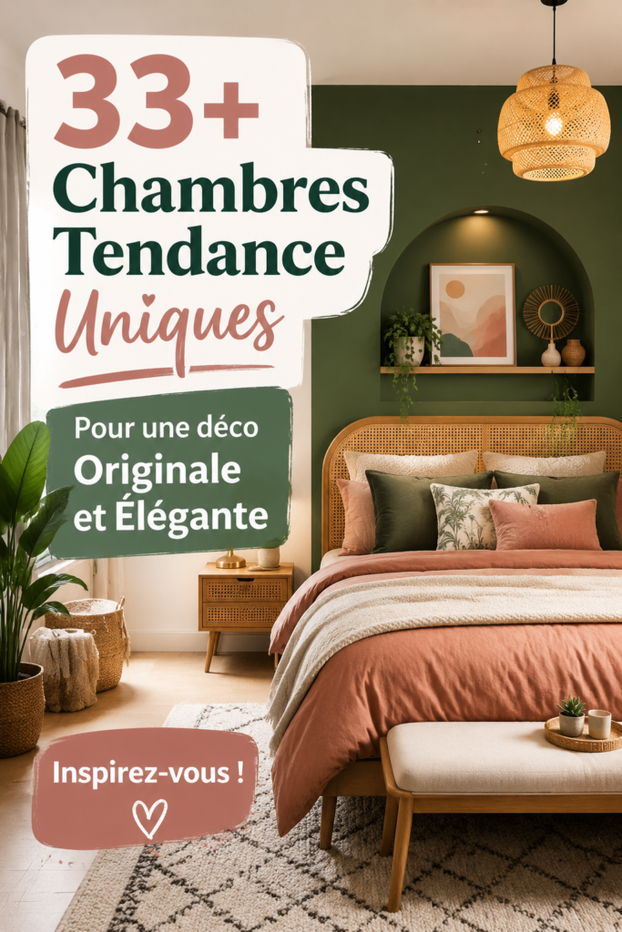 Une chambre décorée de manière originale et élégante avec des couleurs douces et des meubles stylés.