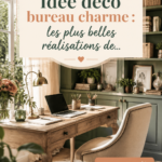 Un bureau joliment décoré avec des plantes, des accessoires et des couleurs apaisantes.