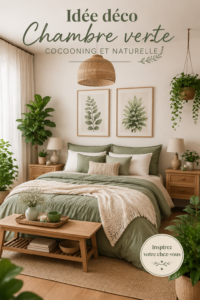 Chambre décorée avec des plantes vertes et une ambiance cosy